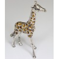 miniatura din argint " Girafa ". accente emailate. atelier italian